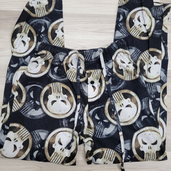 MARVEL Mens Black Fleece Punisher Pajama Pants Size Small - Picture 3 of 5